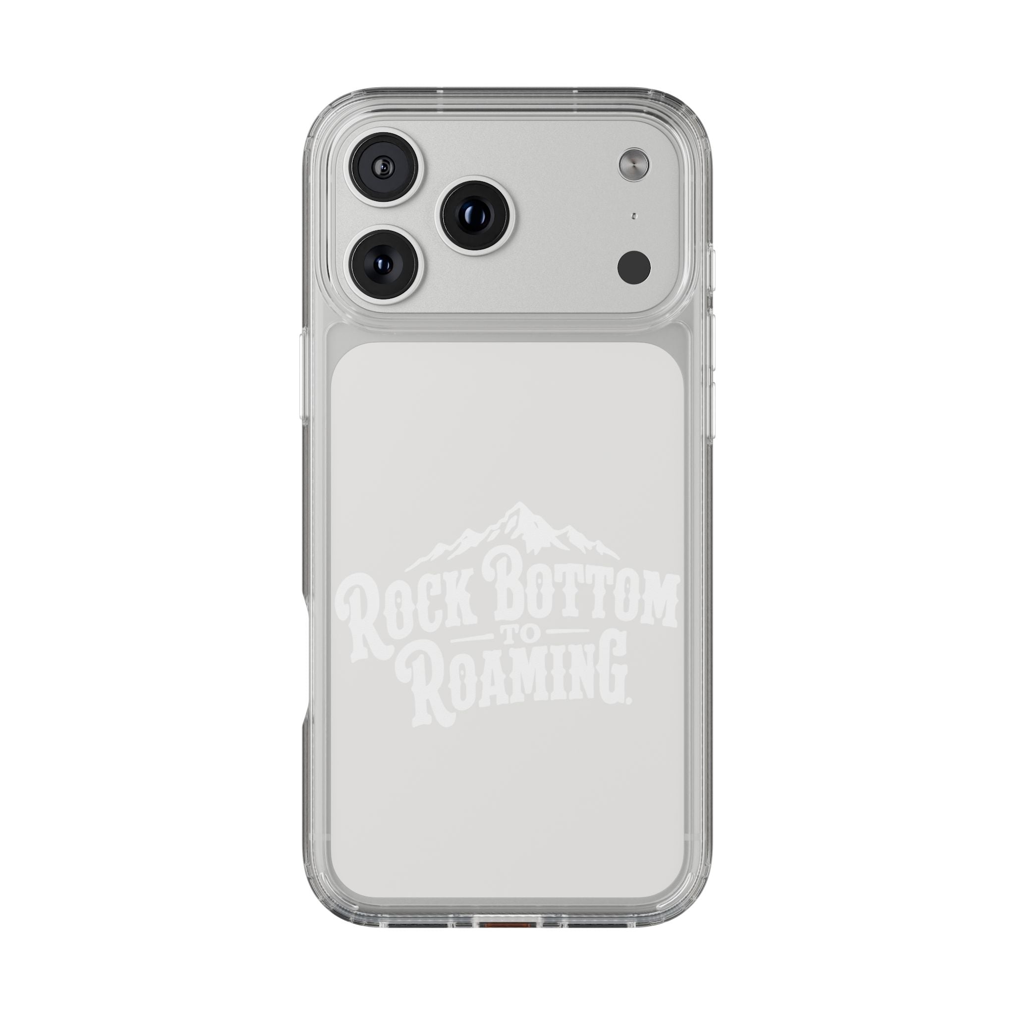 Clear Phone Case — “Rock Bottom to Roaming” Mountain Design