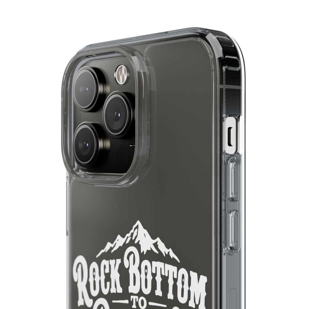 Clear Phone Case — “Rock Bottom to Roaming” Mountain Design