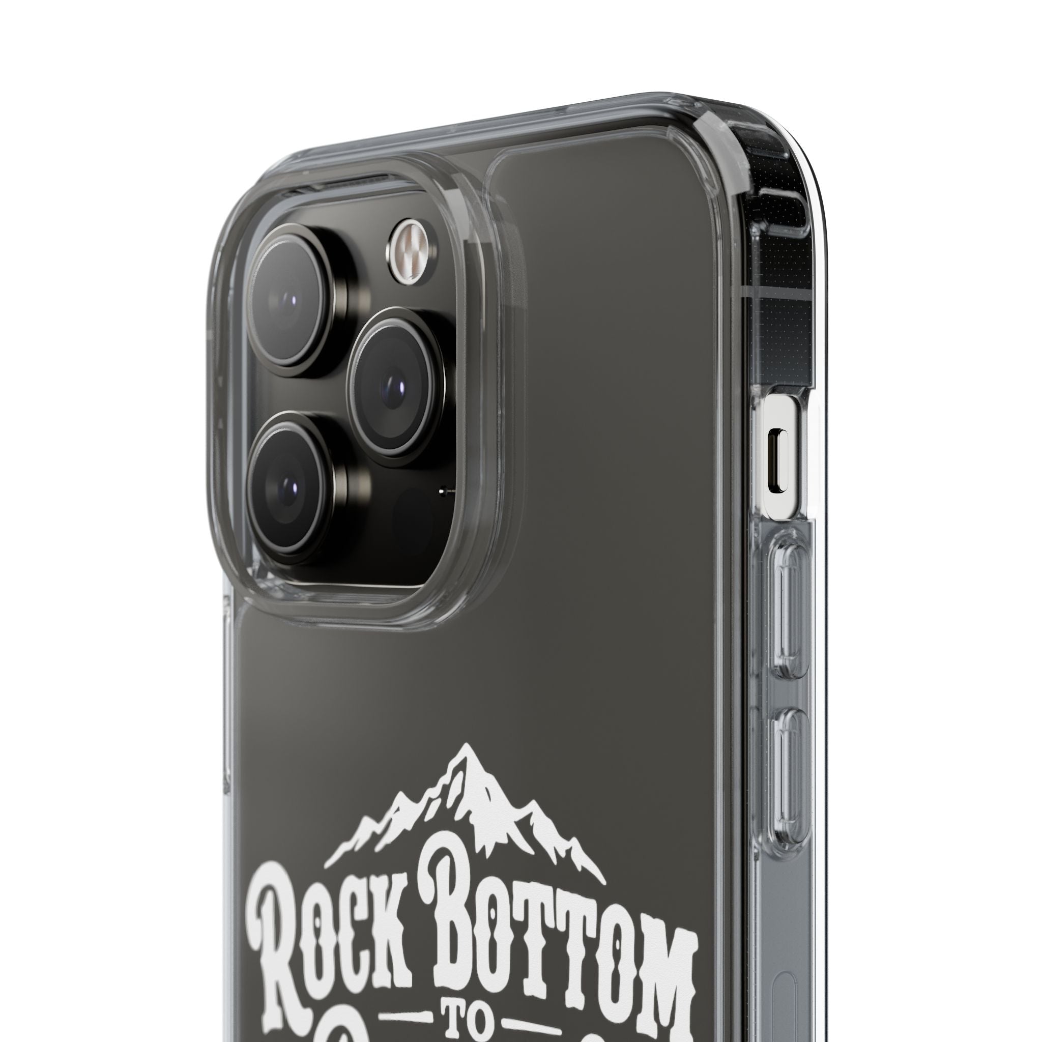 Clear Phone Case — “Rock Bottom to Roaming” Mountain Design