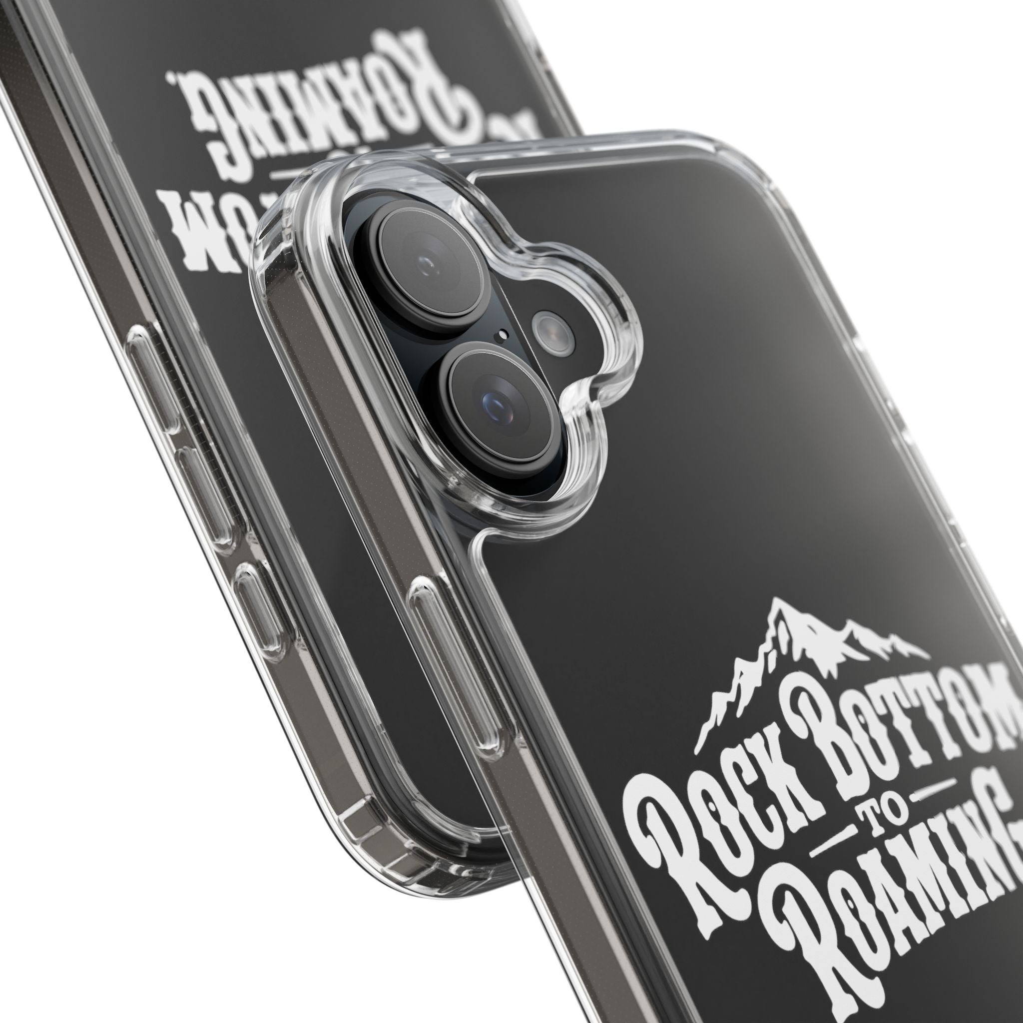 Clear Phone Case — “Rock Bottom to Roaming” Mountain Design