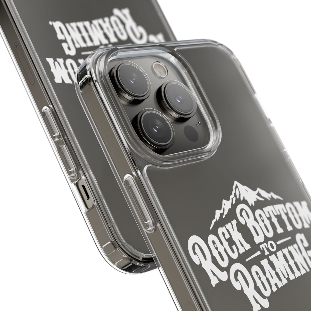 Clear Phone Case — “Rock Bottom to Roaming” Mountain Design