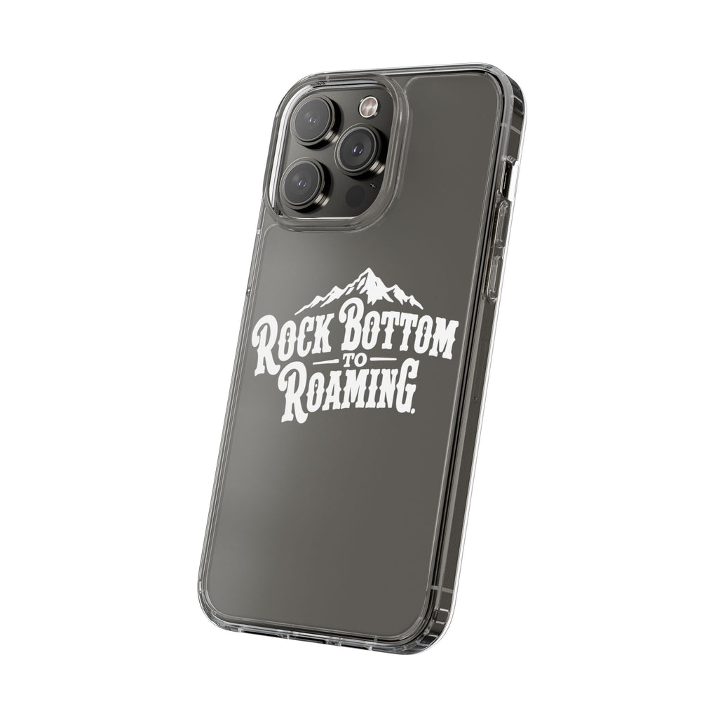 Clear Phone Case — “Rock Bottom to Roaming” Mountain Design