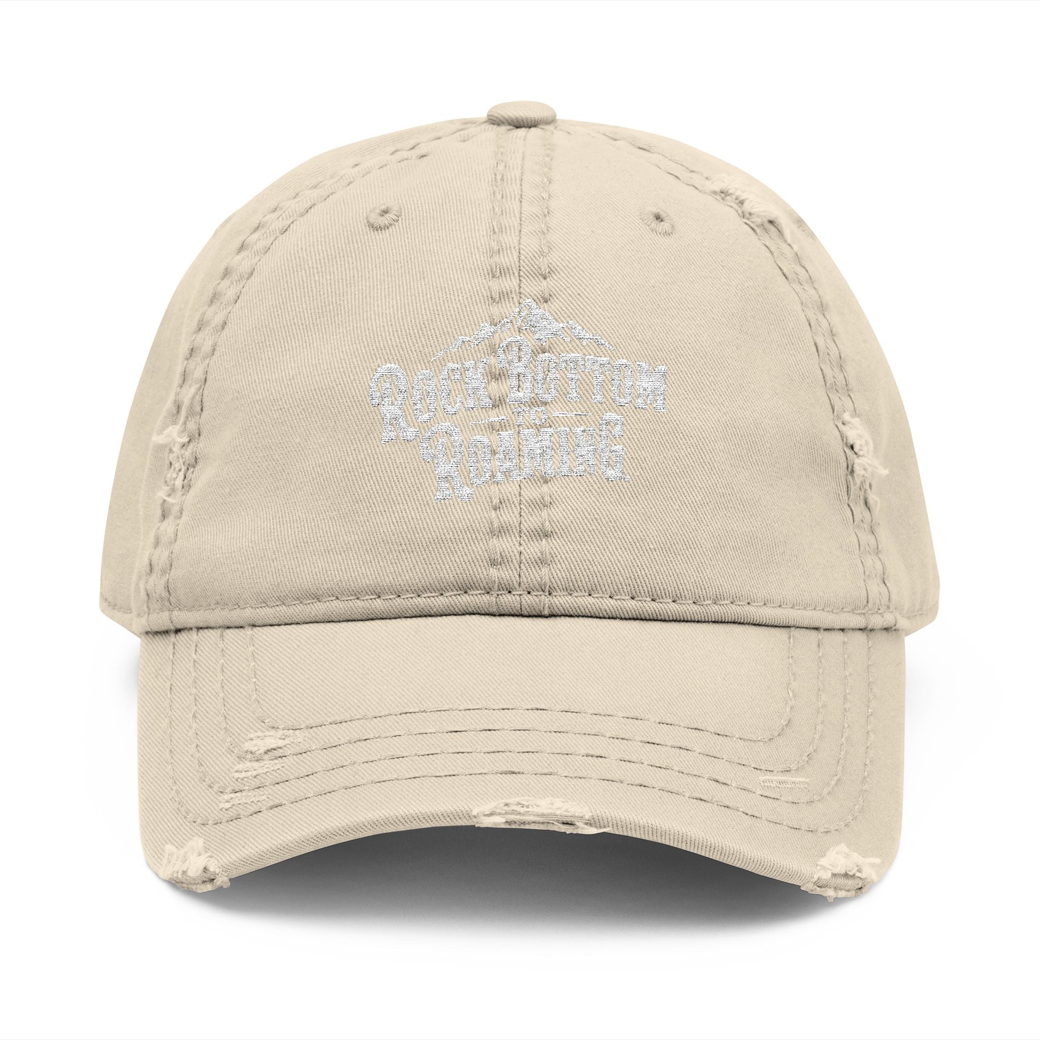 Rock Bottom Roaming Dad Hat | Distressed Embroidered Mountain Logo
