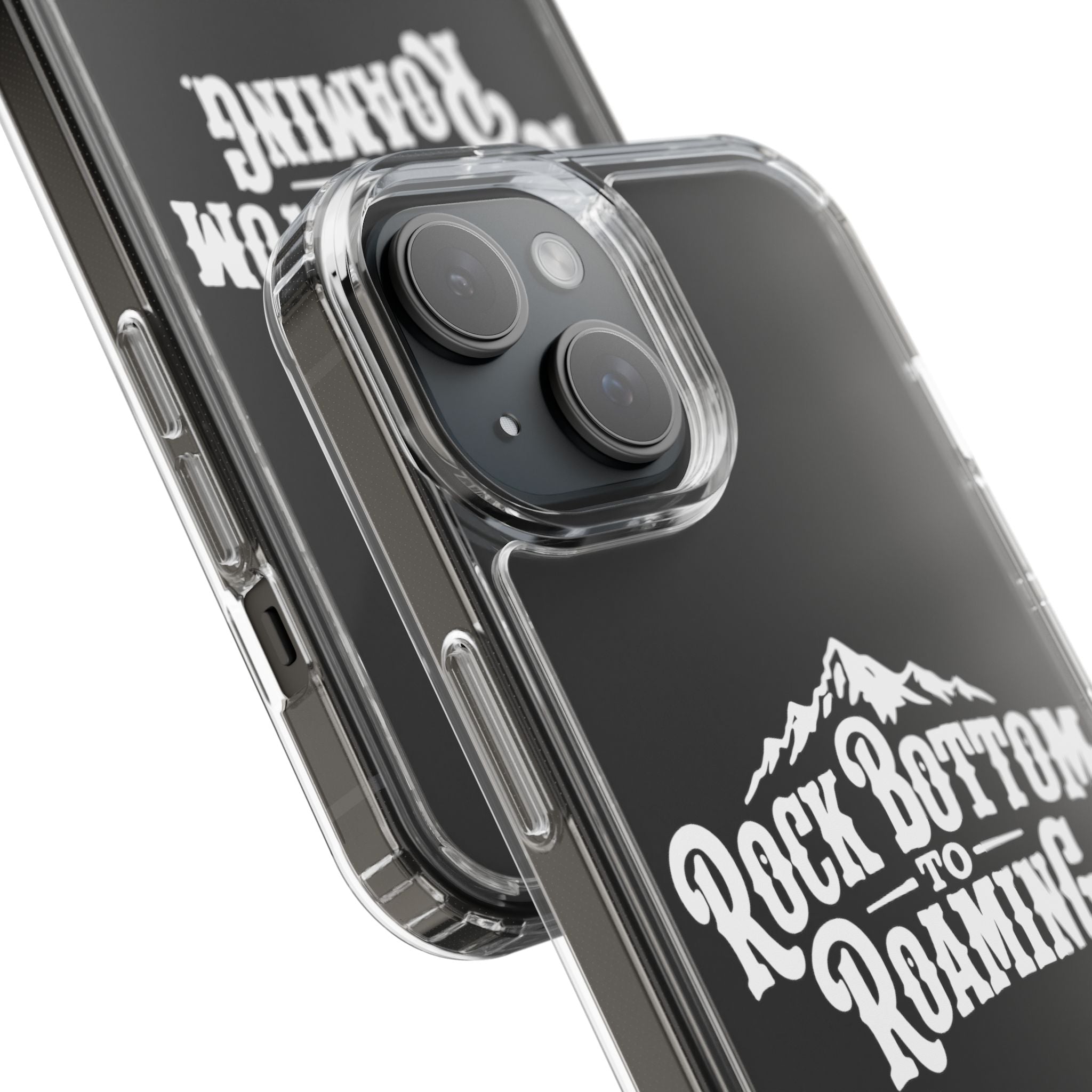 Clear Phone Case — “Rock Bottom to Roaming” Mountain Design