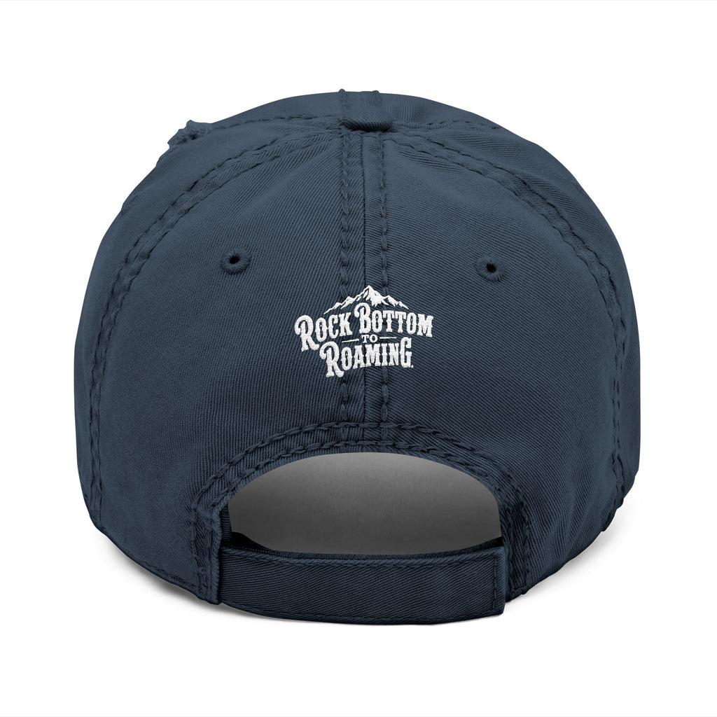 Rock Bottom Roaming Dad Hat | Distressed Embroidered Mountain Logo