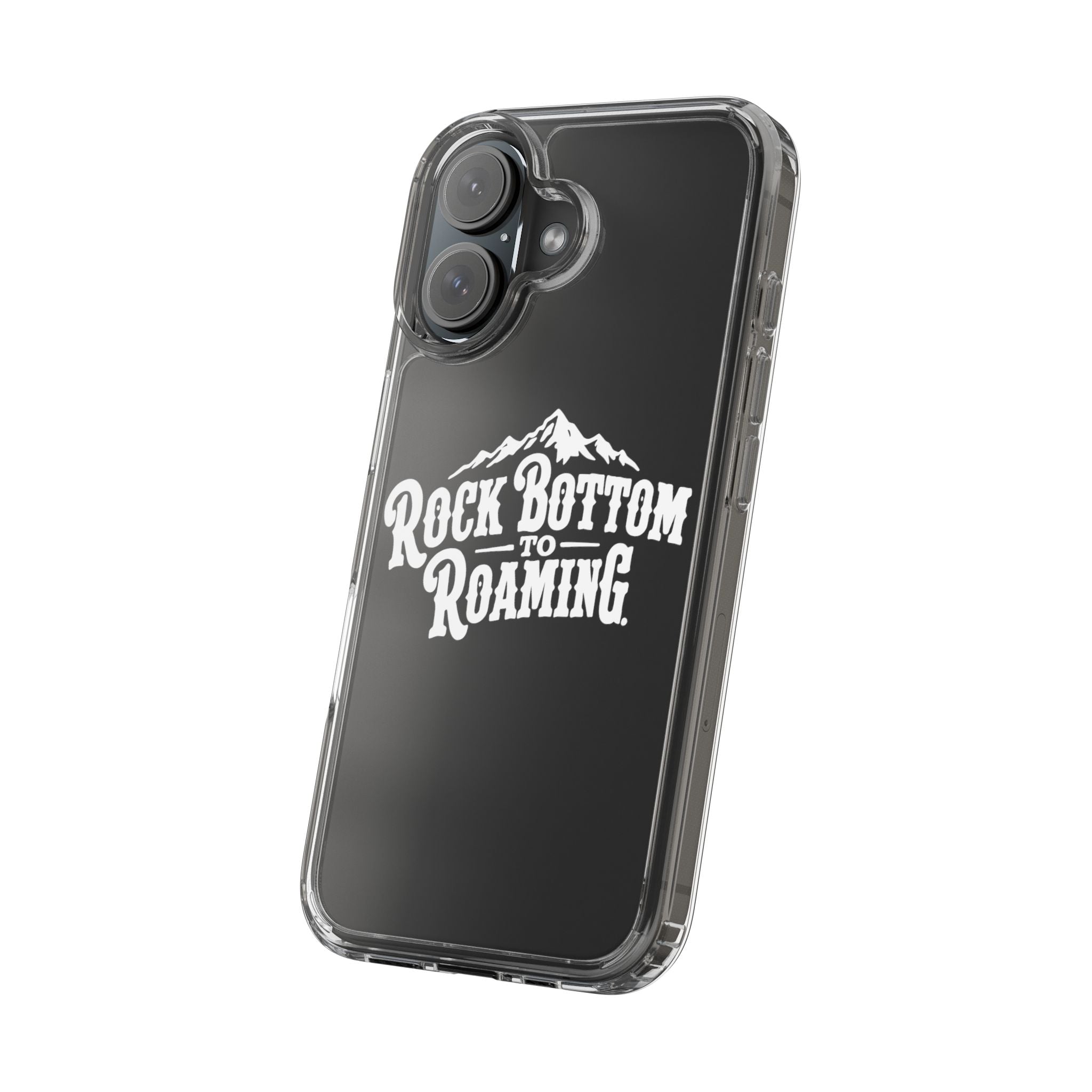 Clear Phone Case — “Rock Bottom to Roaming” Mountain Design