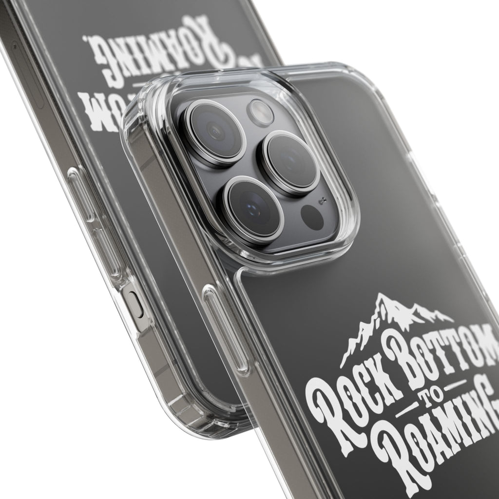 Clear Phone Case — “Rock Bottom to Roaming” Mountain Design