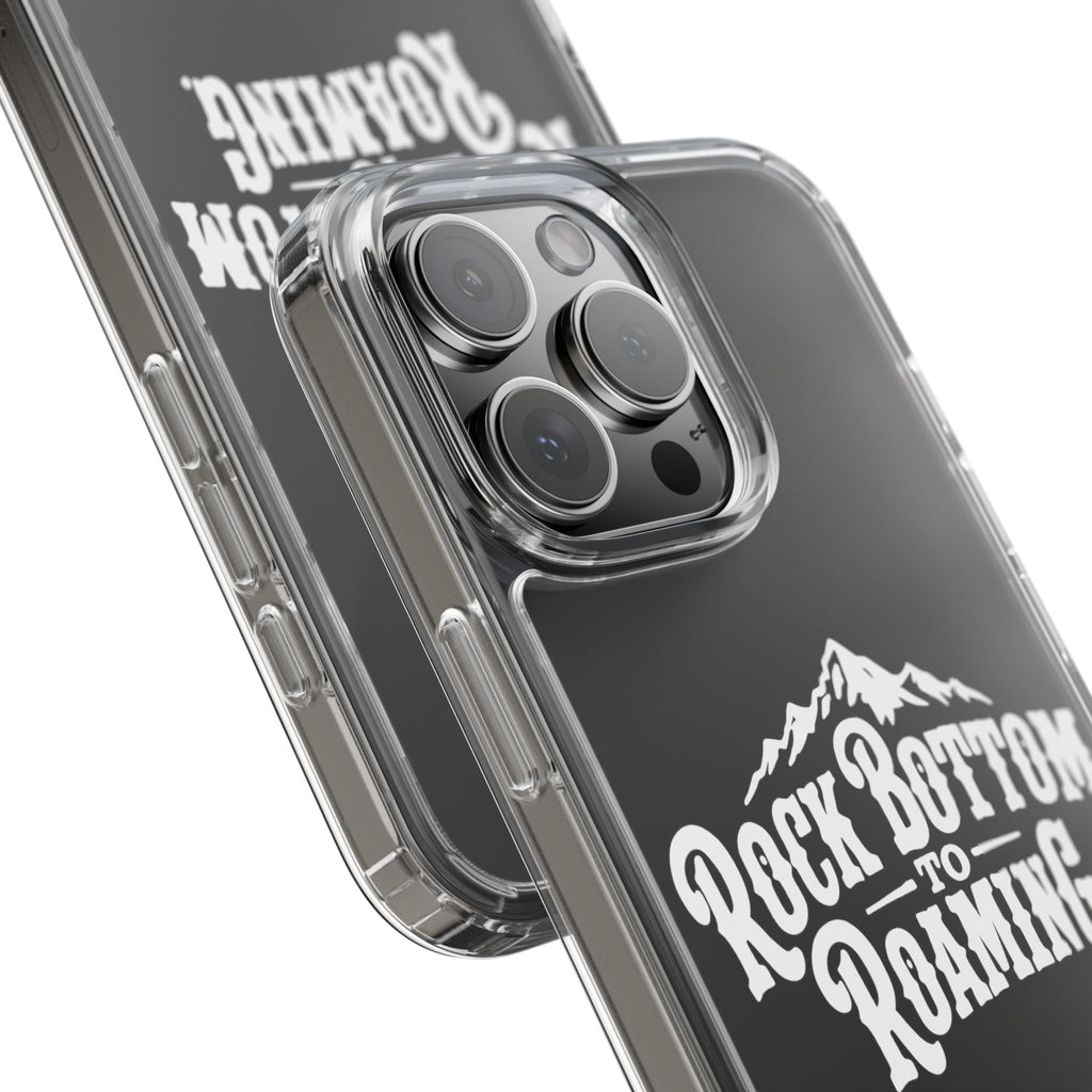Clear Phone Case — “Rock Bottom to Roaming” Mountain Design