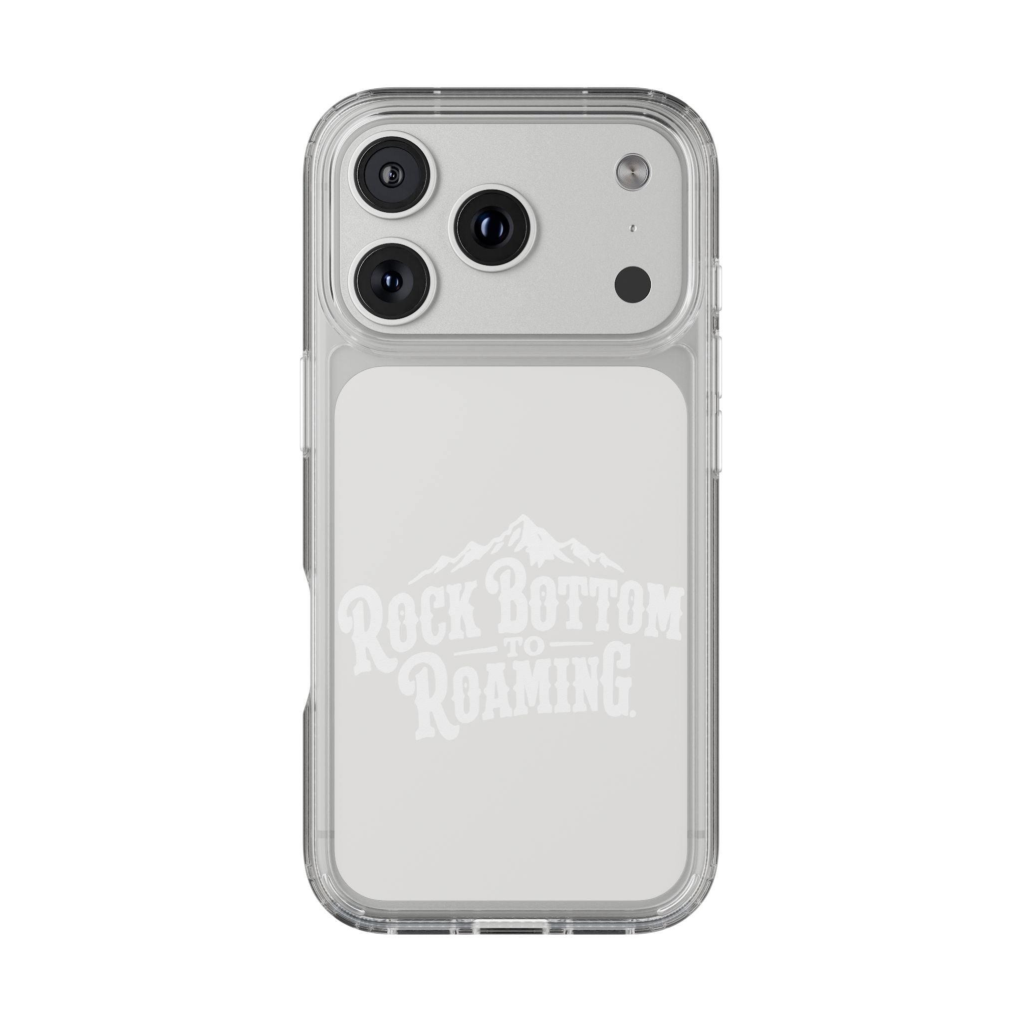 Clear Phone Case — “Rock Bottom to Roaming” Mountain Design