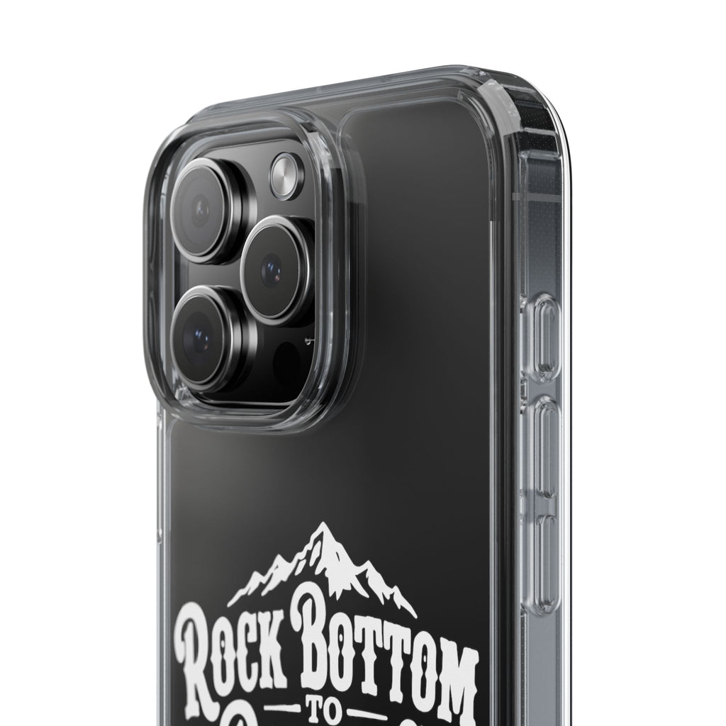 Clear Phone Case — “Rock Bottom to Roaming” Mountain Design