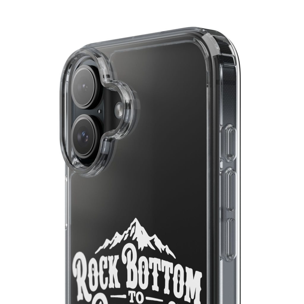 Clear Phone Case — “Rock Bottom to Roaming” Mountain Design