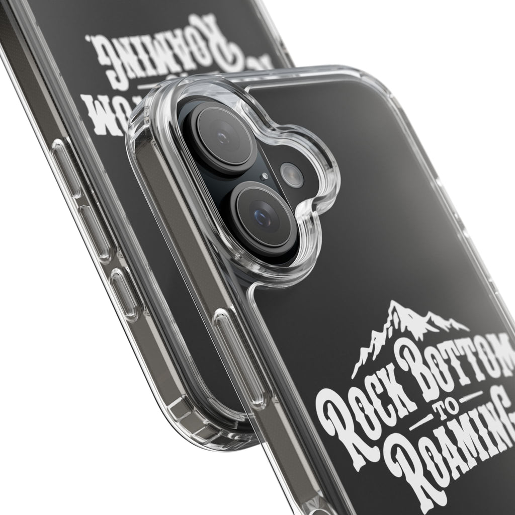 Clear Phone Case — “Rock Bottom to Roaming” Mountain Design