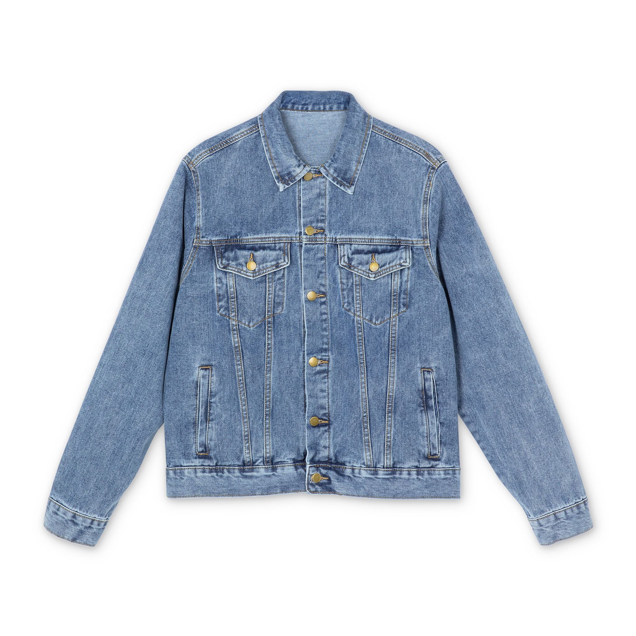Denim Jacket — "Rock Bottom to Roaming" Mountain Logo Men’s Trucker Jacket