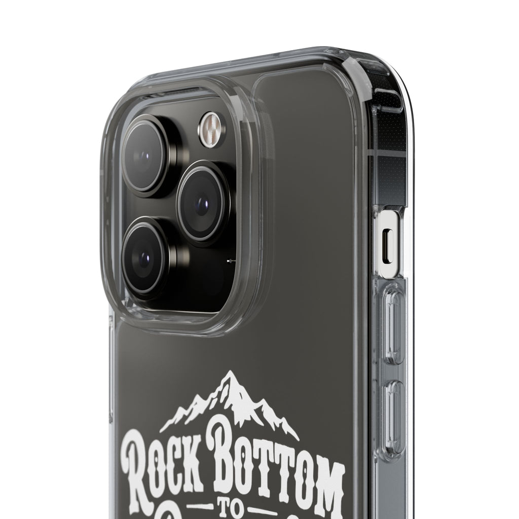 Clear Phone Case — “Rock Bottom to Roaming” Mountain Design