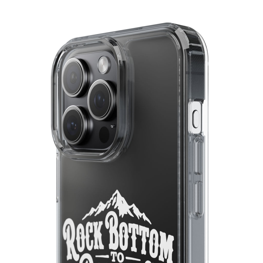 Clear Phone Case — “Rock Bottom to Roaming” Mountain Design