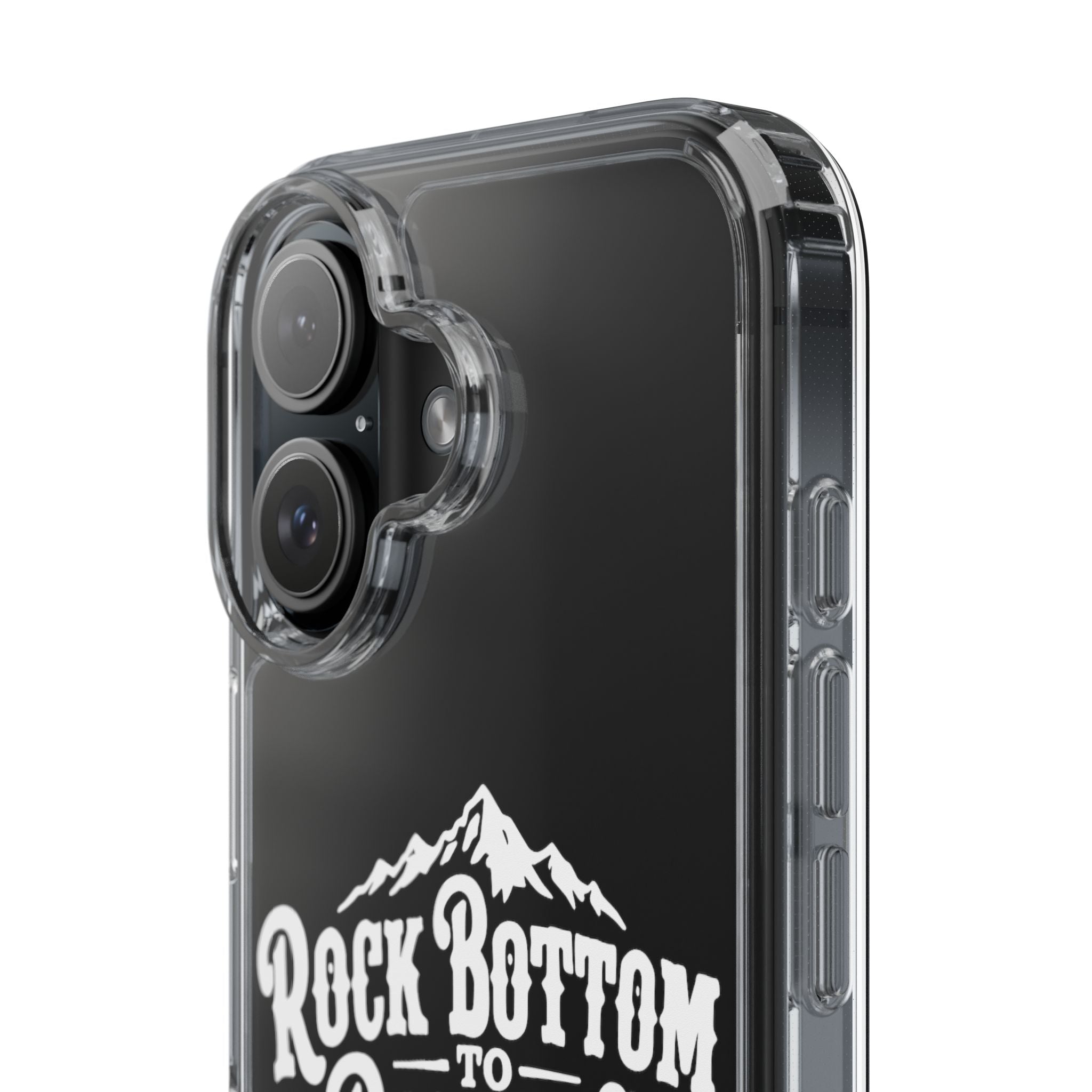 Clear Phone Case — “Rock Bottom to Roaming” Mountain Design