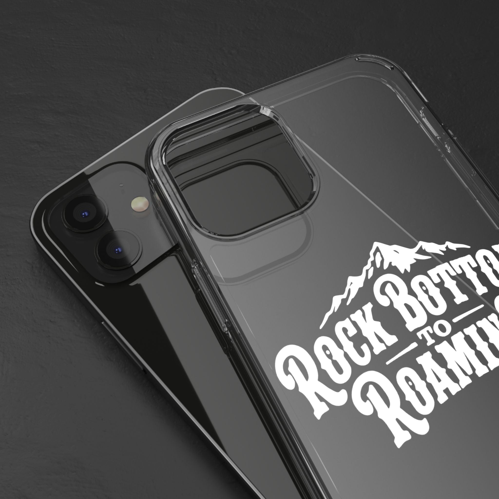 Clear Phone Case — “Rock Bottom to Roaming” Mountain Design