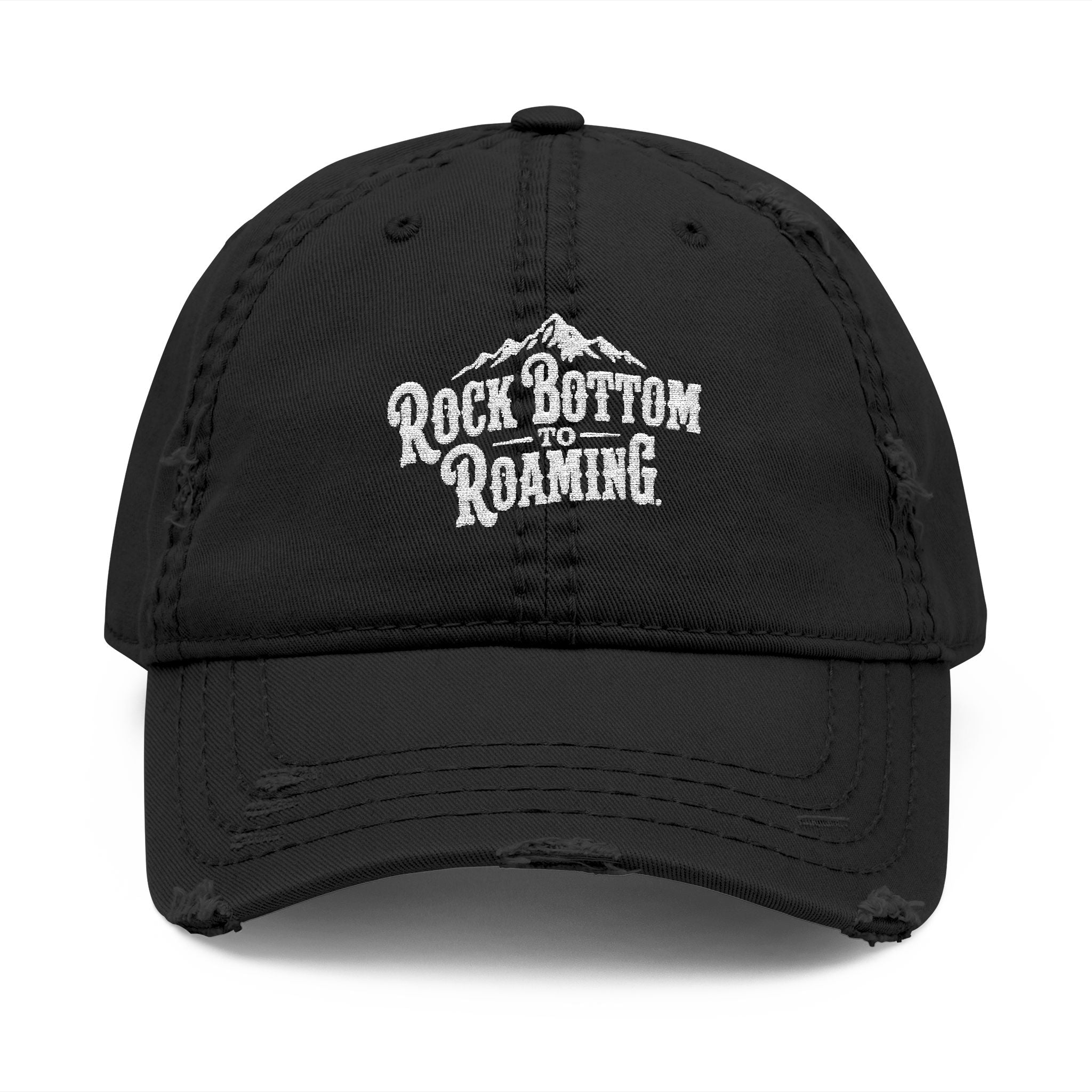 Rock Bottom Roaming Dad Hat | Distressed Embroidered Mountain Logo