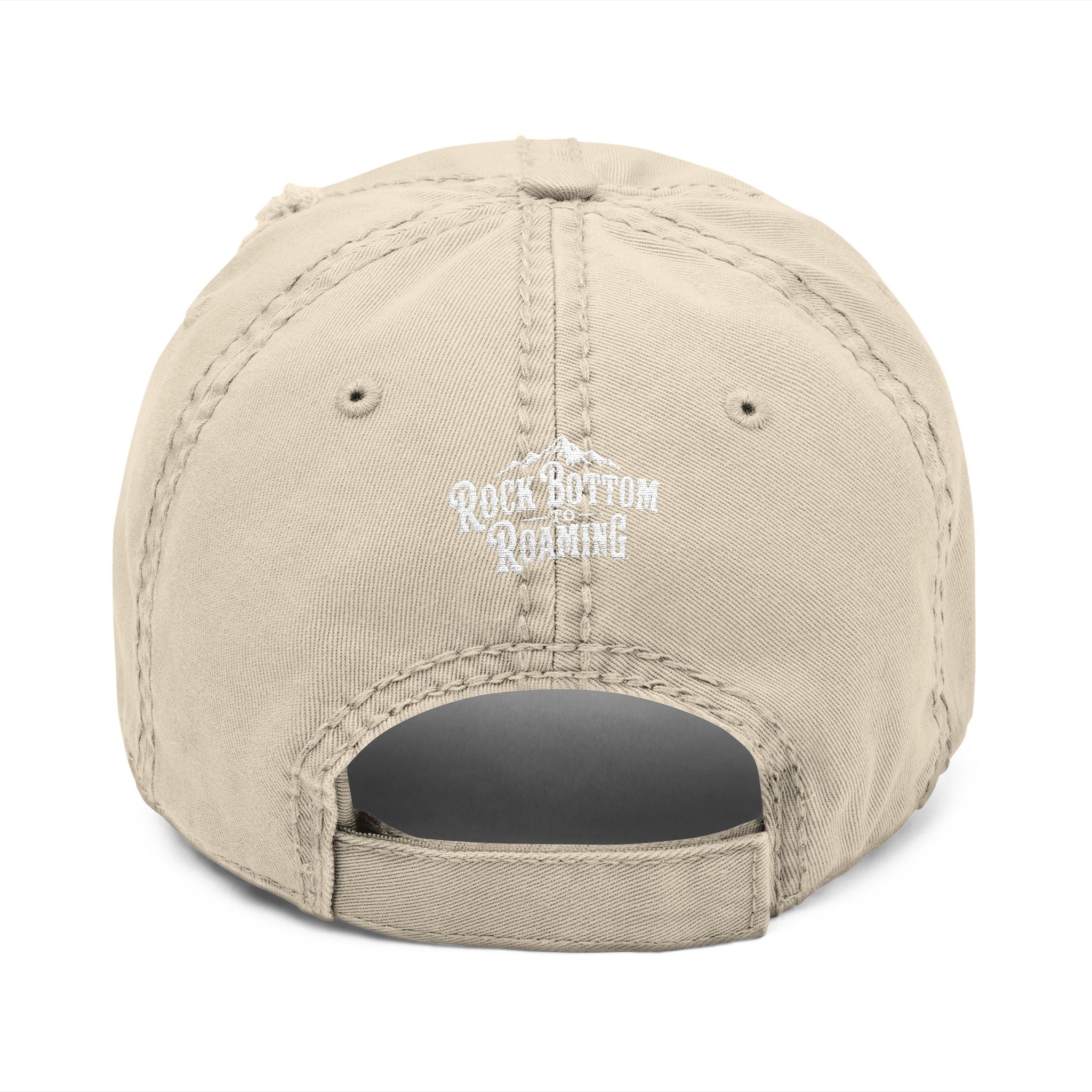 Rock Bottom Roaming Dad Hat | Distressed Embroidered Mountain Logo