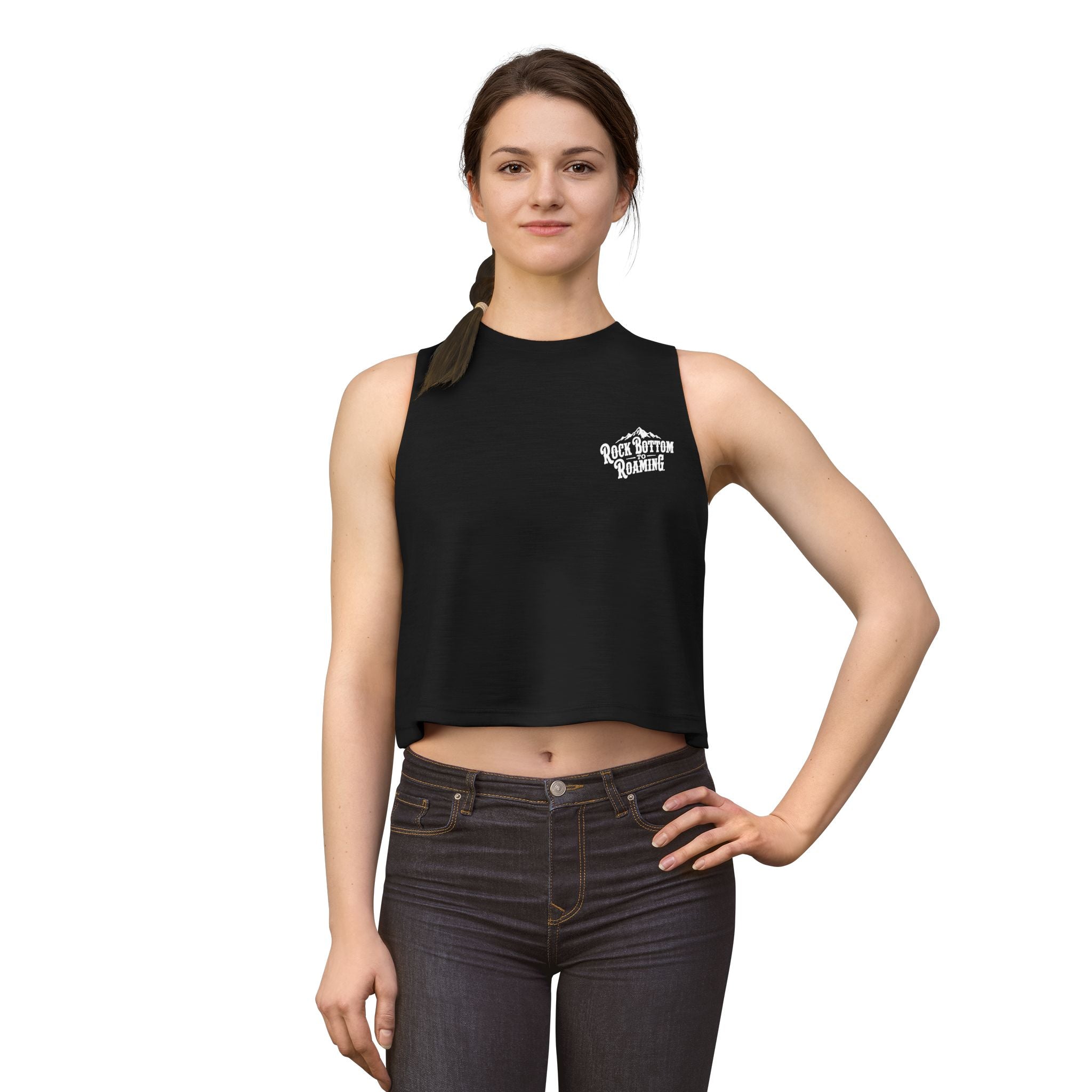 Rock Bottom Roadhouse Crop Top | Retro Bar Logo, Sleeveless Tank