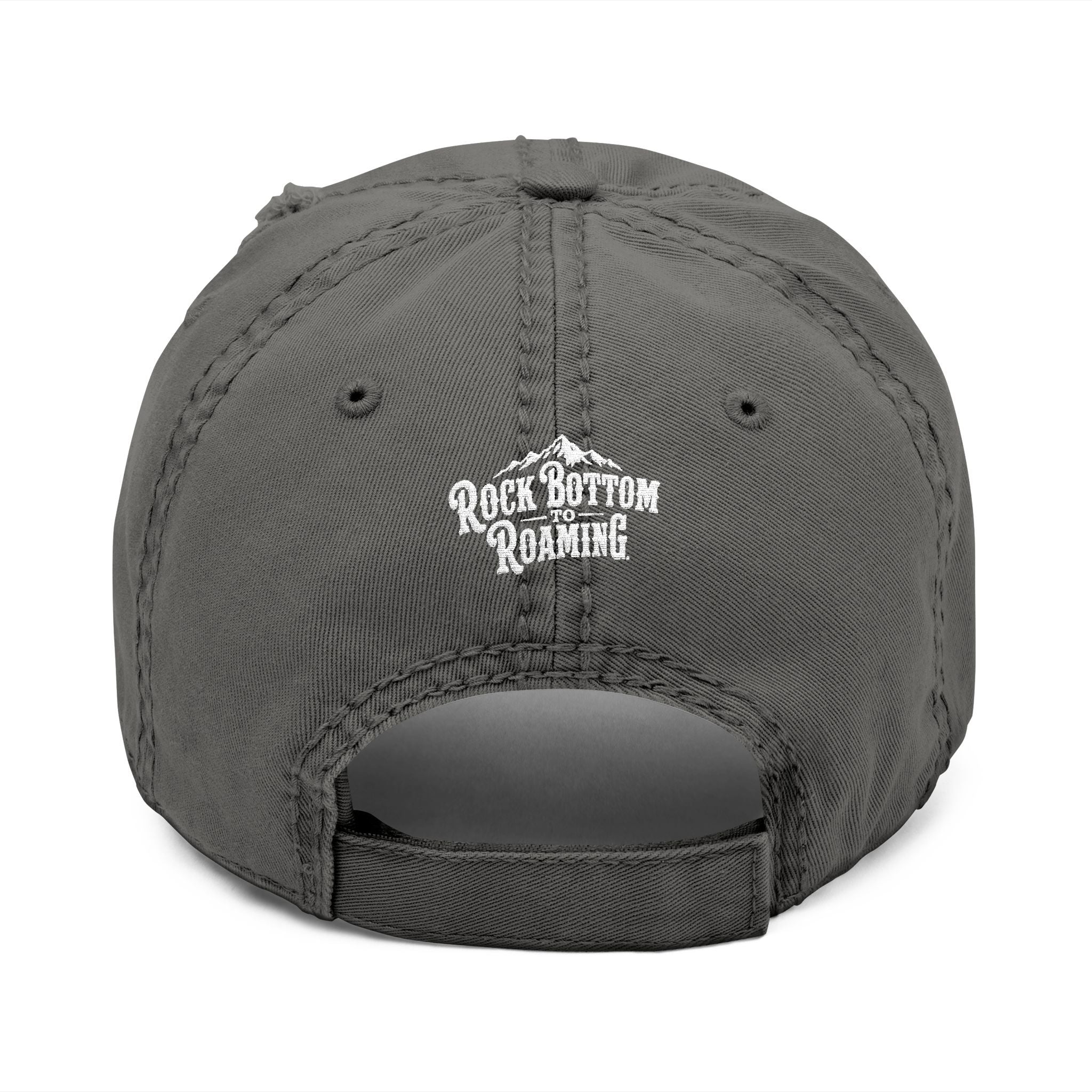 Rock Bottom Roaming Dad Hat | Distressed Embroidered Mountain Logo