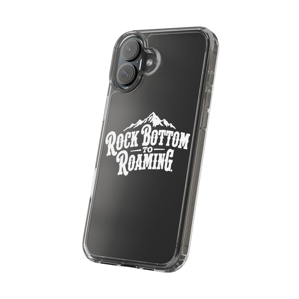 Clear Phone Case — “Rock Bottom to Roaming” Mountain Design