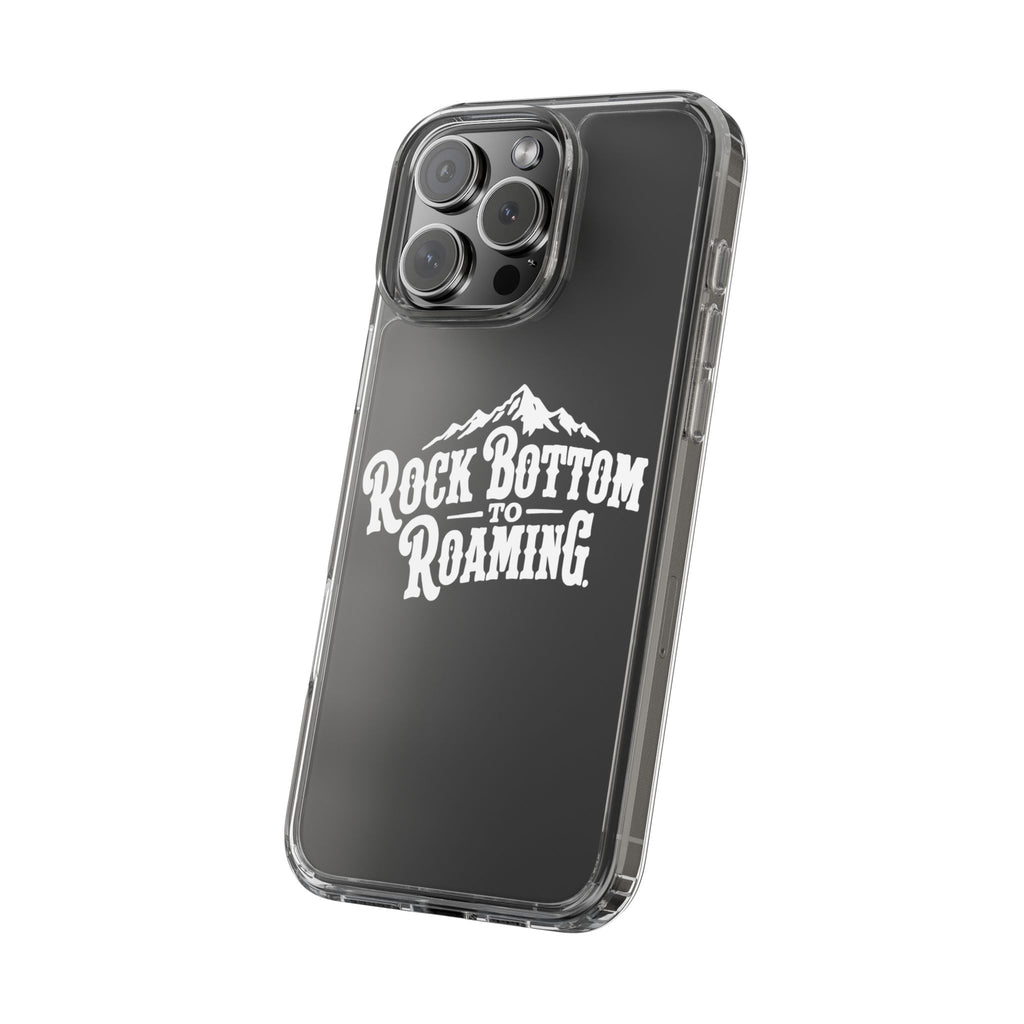 Clear Phone Case — “Rock Bottom to Roaming” Mountain Design