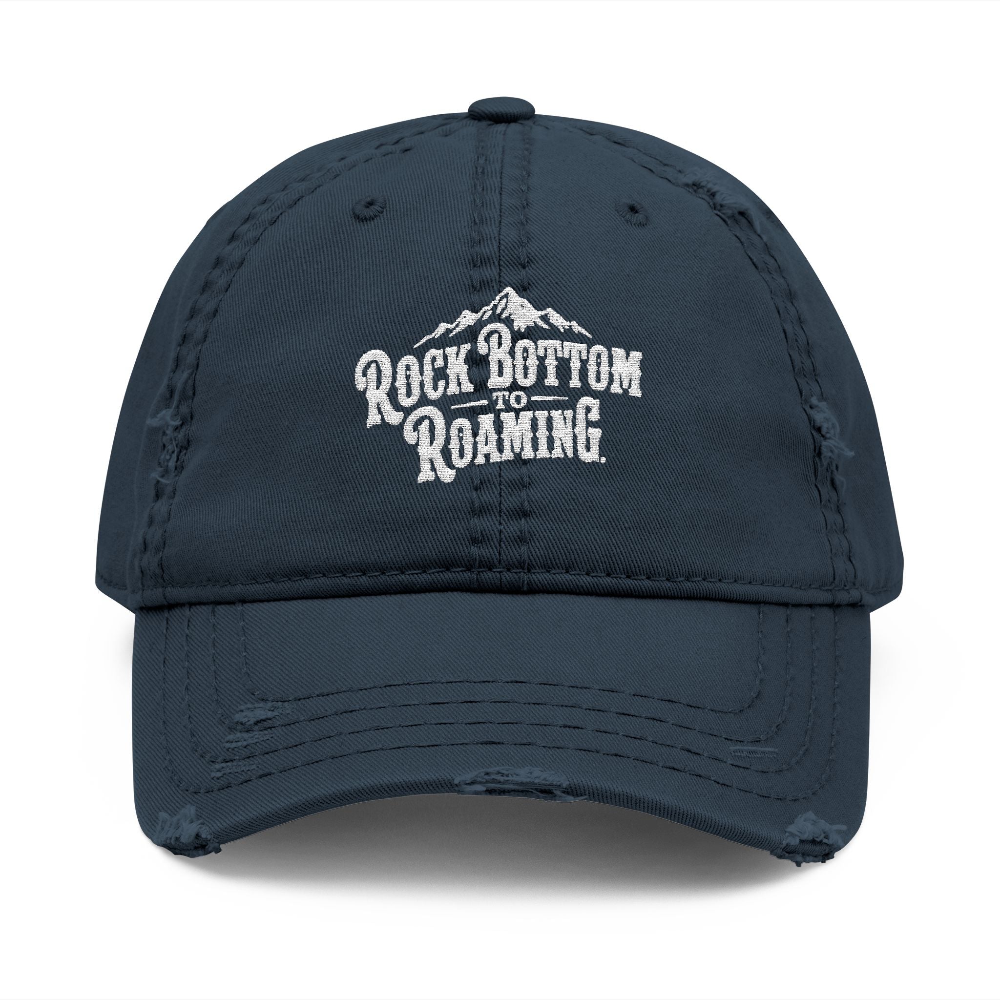 Rock Bottom Roaming Dad Hat | Distressed Embroidered Mountain Logo