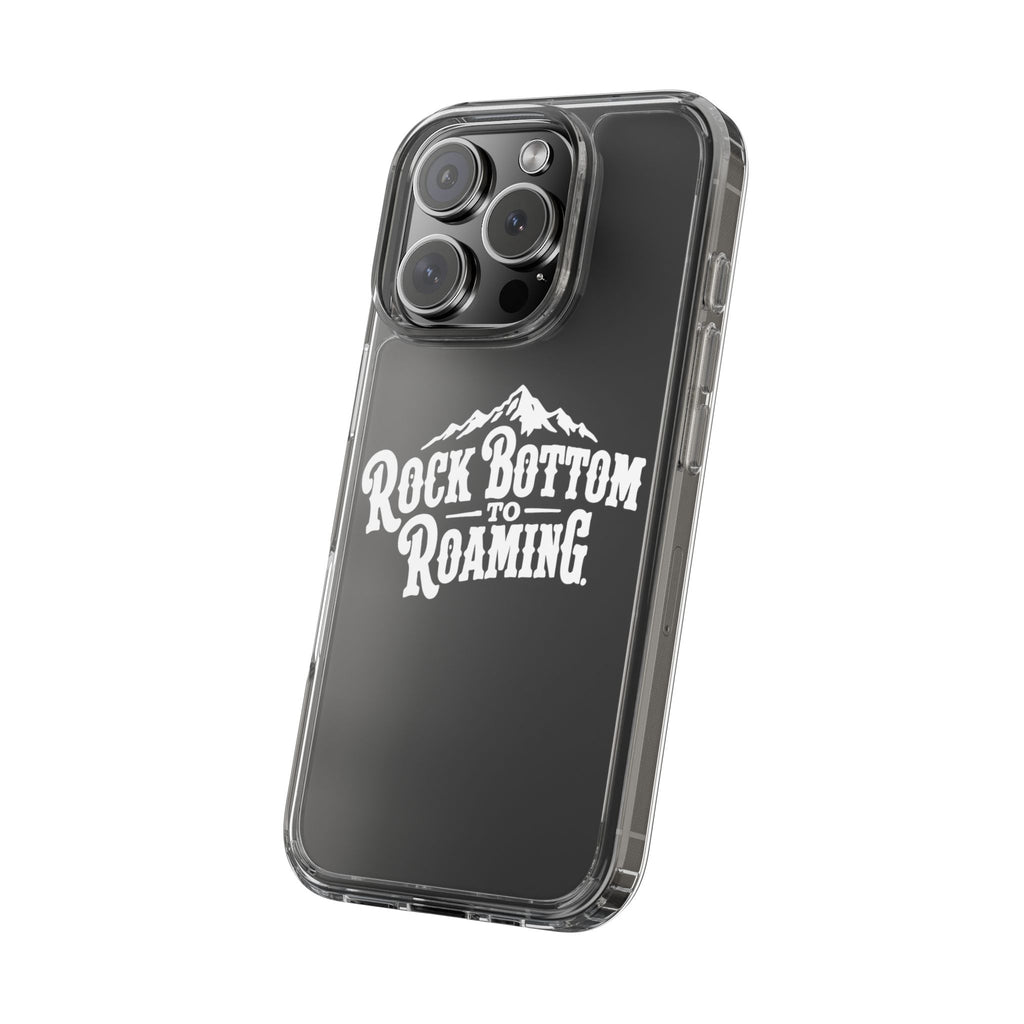 Clear Phone Case — “Rock Bottom to Roaming” Mountain Design