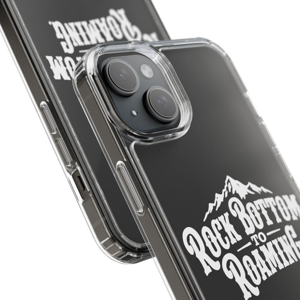 Clear Phone Case — “Rock Bottom to Roaming” Mountain Design