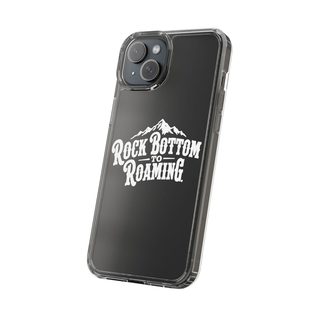Clear Phone Case — “Rock Bottom to Roaming” Mountain Design
